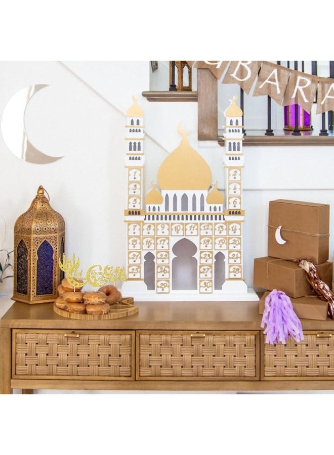 24 قطعة من زينة الكب كيك الذهبية المتلألئة بمناسبة عيد مبارك، زينة كعكة عيد رمضان كريم، مستلزمات حفلات إسلامية مسلمة - Image 4